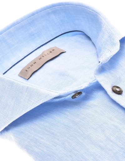 Linnen overhemd John Miller Tailored Fit lichtblauw
