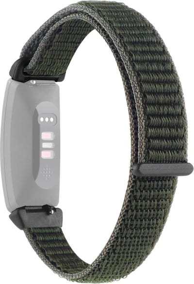 Nylon bandje - geschikt voor Fitbit Inspire 2 / Ace 3 - donkergroen