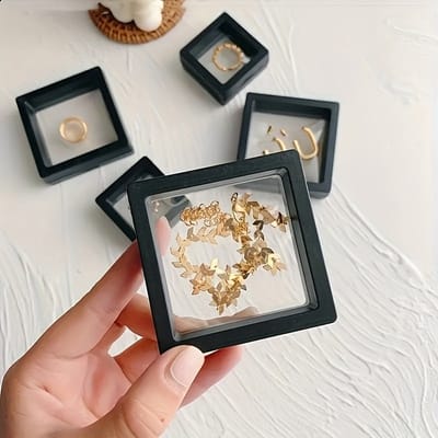 VANDAAG VERZONDEN - Sieradendoos - 5 STUKS - Displaybox - 3D zwevende vitrine - Zwarte opbergdoos - Elastische folie - Stofdicht - Sieraden opbergen - Kettingen en ringen - Presentatiebox - Cadeau