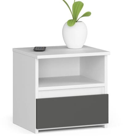 Nachtkastje CL1 met 1 Lade / AKORD Furniture Factory / Wit - Grafietgrijs / 40 x 40 x 35 cm