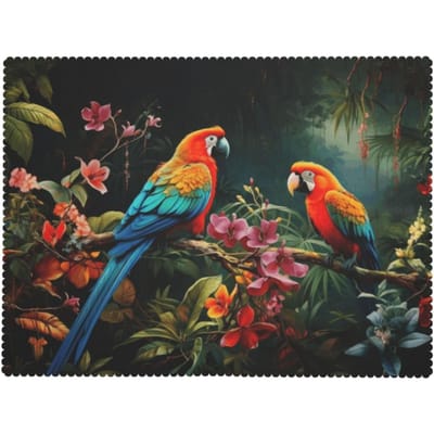 Papegaai Tafelkleed Tropische Ara Orchideeën Bloemen Jungle Palmbladeren Tafelhoes Kreukbestendig Keuken Feestdecoratie 100x140cm