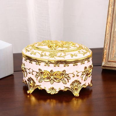 Vintage Personnalisé Maison Émail Coiffeuse Métal Boîte de Rangement Maison Rose Boîte à Bijoux Décoration Créative Luxe Léger
