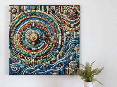 Acryl relief schilderij | Kleurrijk reliëf van acryl, een kunstzinnige ode aan textuur | Kunst - 60x60 centimeter op Dibond | Foto op Dibond