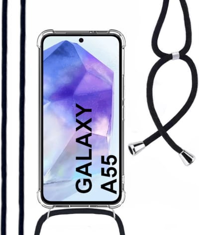 Hoesje Met Koord Geschikt Voor Samsung A55 - Lennexo Shockproof Hoesje Transparant Met Koord