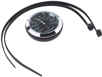 Motorfiets Stuur Thermometer - Fiets Temperatuurmeter - Rijtijd Monitoren - Waterdicht Schokbestendig - 36 mm Diameter - Zwart