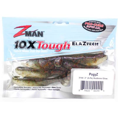 Zman Soft Lure Geurende PogyZ 3 Inch 5/Pack Redbone Glow (2444)