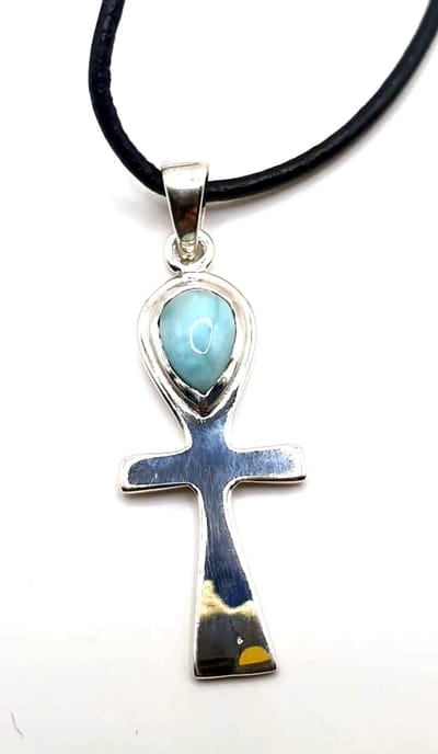 Zilveren ankh larimar hanger(3094LR-V)