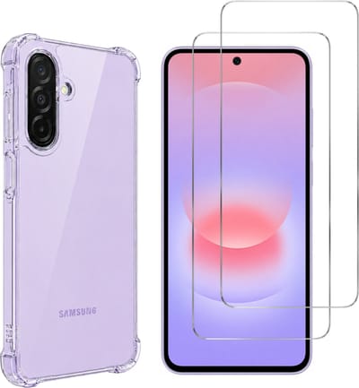 Hoesje geschikt voor Samsung Galaxy A27 5G backcover Shockproof siliconen Transparant en 2 stuks Screenprotector Gehard Glas
