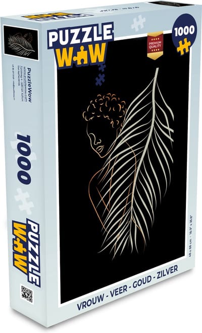 Puzzel Vrouw - Veer - Goud - Zilver - Legpuzzel - Puzzel 1000 stukjes volwassenen