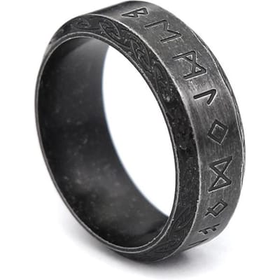 Vintage Noorse Odin Vikingen Rune Ring Punk Eenvoudig Roestvrij Staal Viking Letter Ringen Voor Mannen Vrouwen Amulet Sieraden Cadeau 7 gray