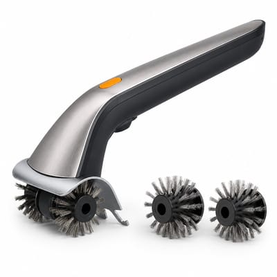 Elektrische BBQ Borstel met Waterreservoir - Automatische Barbecue Stoomborstel en Grillreiniger - Uniek BBQ Cadeau voor Mannen en Grillmasters - Inclusief Schraper en Vervangbare Kop