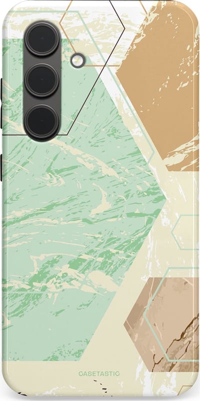 Casetastic hoesje geschikt voor Samsung Galaxy S24 - Dubbellaagse bescherming - Vlaklicht - Fashion Case - Crème Mintgroen Wit Lichtgrijs