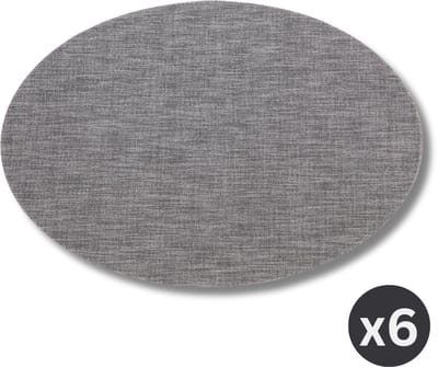ZICZAC - Placemat PURUS - SET/6 - Microban, antibacterieel - Ovaal, donkergrijs