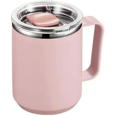 Tasse à café avec poignée de couvercle, en acier inoxydable, tasse sous vide, tasse isolée Portable pour voyage, 1 pièce