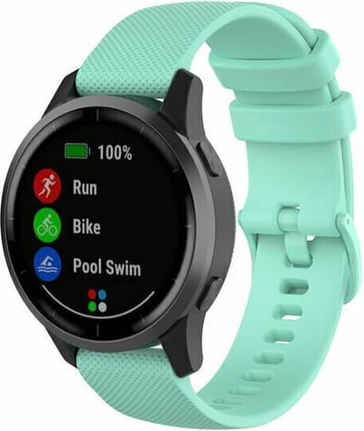 By Qubix - Geschikt voor Garmin bandje - Geschikt voor Garmin Vivoactive 4 / 4L - Sportband met motief - Turquoise - Smartwatch bandje 22mm