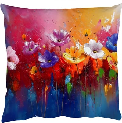Sierkussens - Kussentjes Woonkamer - 50x50 cm - Fantasiebloemen - Verf - Speels