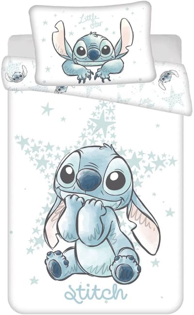 Disney Lilo & Stitch BABY Dekbedovertrek, White Star - 135 x 100 + 40 x 60 cm - Katoen