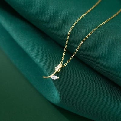 Echt 925 Sterling Zilver Mode Zoet Goud Tulp Glanzend Zirkonia Ketting Voor Vrouwen Bruiloft Feest Fijne Sieraden Cadeau Da2372 46-50.5cm goud