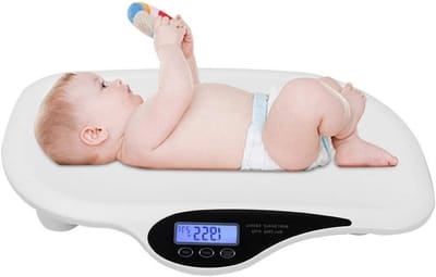 Elektronische weegschaal - Digitale babyweegschaal - Baby wegen - Met temperatuurmeting - 20 kg capaciteit - Wit