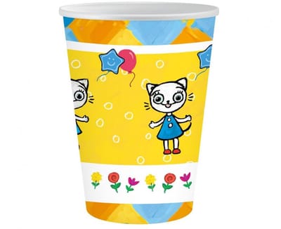 Katten bekers - 250 ml - Papieren beker - 6 stuks - Feestservies - Voor verjaardagen en feestjes