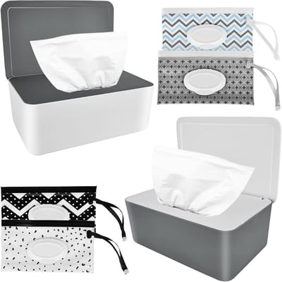 Vochtige Doekjes Box - Dispenser Set - Baby Verzorging - Voorkomt Uitdrogen - 2 Stuks Set - Wit