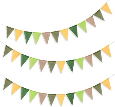 Dailygoods - 12 Meter Groene Driehoekige Vlaggetjesslinger - Perfect voor Feesten en Decoratie