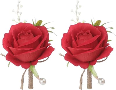 2 Stuks Kunstbloemen Corsage Bruidsboeket Broche Rozen Decoratie voor Bruiloft en Gala Roze