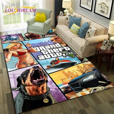 GTA 3D Games Grand Theft Auto Gamer Tapijt Vloerkleed voor Thuis Woonkamer Slaapkamer Bank Deurmat Decor,kindergebied Vloerkleed Antislip Vloermat 40x60cm