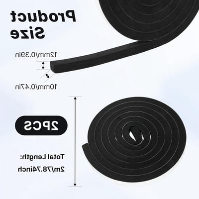 Dubbele Zelfklevende Isolatietape voor Geluid- en Warmte-isolatie van Ramen en Deuren, 12 mm x 10 mm x 2 m, Ideaal voor Thuisgebruik en Klussen