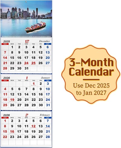 3 Maanden Kalender Planner Wandkalender Verticaal Organiseren en Plannen