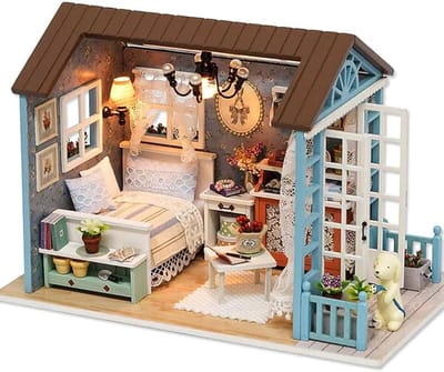 DIY Houten Dollhouse Handcraft Miniatuur Kit-Slaapkamer Model en Meubels tonen Foto's en Onderwijs in het Engels