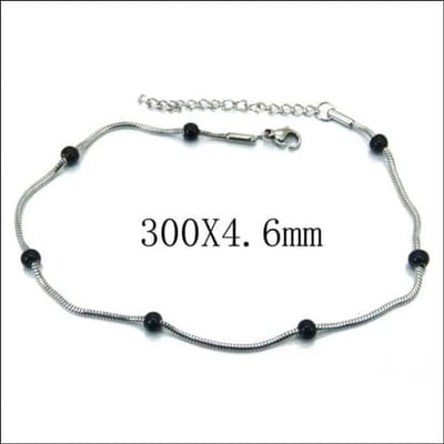 Aramat Jewels | Enkelbandjes | Stalen Enkelbandje met Kralen | Zwart | |3mm | Staal | Volwassenen | Verkleurd niet