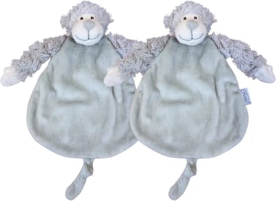 Funnies Aap Knuffeldoekje Knuf 2-Pack - Set van 2 Zachte Knuffeldoekjes, Troostdoekjes, Babydoekjes - Heerlijk Zacht en Comfortabel - Perfect als Troostvriendje of Cadeau voor Baby’s en Peuters
