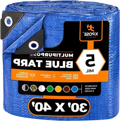 Poly Zeil - Beschermhoes Dekzeil - Spullen Afdekken - Waterdicht Weerbestendig - 30 x 40 voet - Blauw