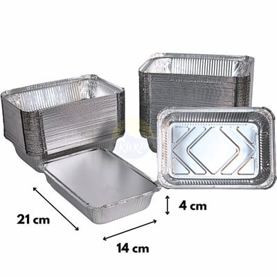 Aluminiumbakje 845L met deksel 100 Stuks | 210x140x4mm | 845 cc | Prep meal | Fitness | Salade | Maaltijd | Take Away | Aluminium bakjes wegwerp | Aluminium bakjes met deksel | Aluminium wegwerp bakjes | Kapsalon bakjes