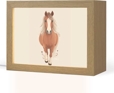 Nachtlampje 20x15 cm - Kinder lampje - Paard - Galop - Bruin - Tafellamp kinderkamer - Slaapkamer lamp - Bedlamp kinderen - Kinderlampje stopcontact - Wandlamp babykamer - Nachtlampjes
