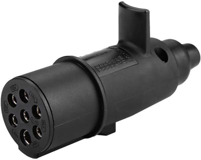 Aanhangerstekker Vrouwelijk - Trekconnector Caravan - Verlichting Aanhanger - Messing Pinnen - 7-pins - Zwart