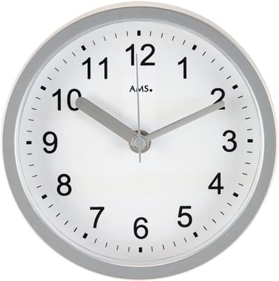 Waterdichte Wandklok en Tafelklok met Radiofunctie voor Badkamer - Wit Zilver