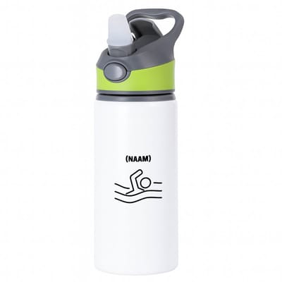Hacebo® - zwemmer met je eigen naam waterfles met rietje groen - Zwemmen - sport liefhebbers - mensen die houden van zwemmen - zwemdiploma - zwemcadeau - verjaardagscadeau - verjaardag - cadeau - kado - geschenk - gift - water fles - 650ML