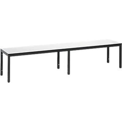 Kleedbank Basic Plus, voor vochtige ruimtes, zonder rugleuning, 6-poots onderstel zwartgrijs RAL 7021, zonder schoenenrek, B 1960 mm, decor wit