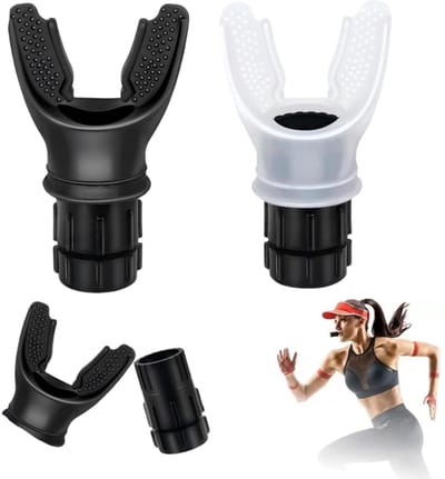 Breathing Trainer, 2 stuks ademtrainingsapparaat voor de longcapaciteit, draagbare ademtrainer, verstelbare longtrainer, afneembaar voor eenvoudige reiniging (wit en zwart)