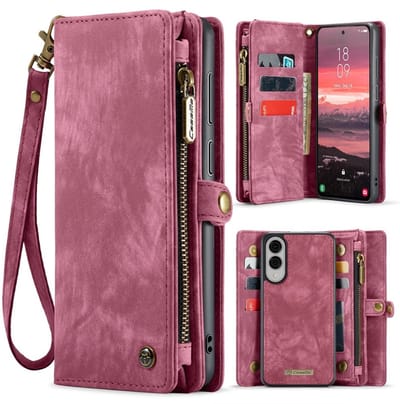 Caseme Geschikt voor Samsung Galaxy S25 Edge hoes - Vintage 2 in 1 portemonnee - Rood