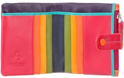 Visconti lederen portemonnee - Vrouwen Overslag Portemonnee - 6 pasjes -Mimi Collectie- Rood (M77 RD)