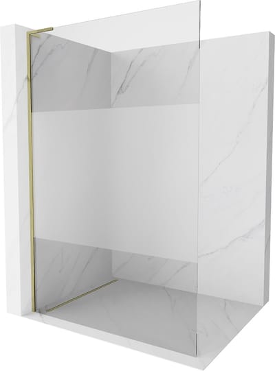 Mexen Kioto L douchewand Walk-in 70 x 200 , transparant/frost, goud - 800-070-103-50-35