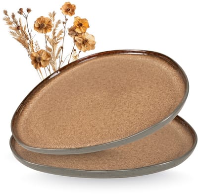 Moritz & Moritz ORGANIC Serveerplateau Set - 2-delig Serveerborden - Grote Borden - Steengoed - Beige