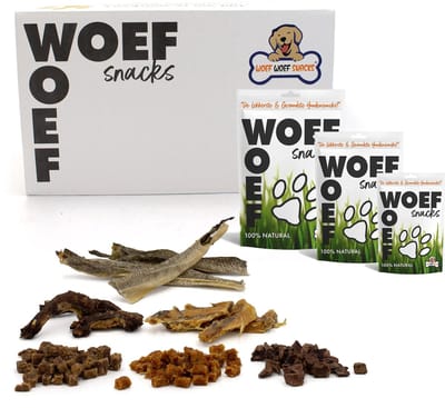 Woef Woef Snacks Hondensnacks Snackbox Kleine Honden - 1.00 KG - Kauwsnacks - Gedroogd vlees - Diverse smaken - vanaf 3 maanden - Geen toevoegingen