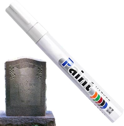 Restauratie Marker - Verfstift Steen - Grafsteen Belettering - Sneldrogend Waterdicht - 14.5 cm - Wit