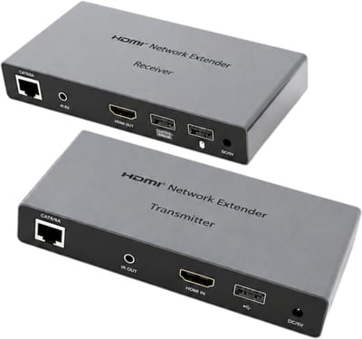 DrPhone VisionLink HDMI Extender over TCP/IP 200m met USB-overdracht – 1080p – HDMI naar RJ45 – CAT5e/CAT6 – TX/RX ( Zender&Ontvanger)