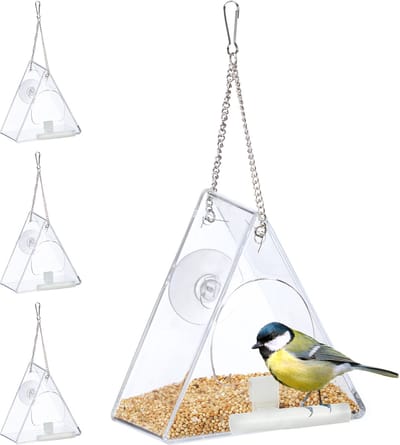 4 x vogelvoederhuisje raam - hangend - transparant - vogelhuisje raamvoederhuis