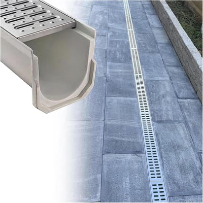 Afvoergoot Set - Drainage Kanaal - Effectieve Afwatering - Roestvrij Staal - 20x20cm - Zilver